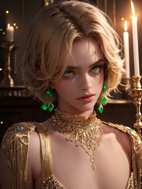 the magical look of a girl with wavy blond short hair, emerald eyes , sparkling eyes ! just sparkles from the eyes - such a pier...