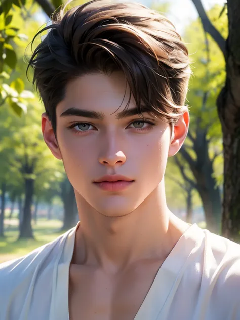 Handsome man 22 years old.. short golden hair. His style is fantasy and realism.. The goal was to create a realistic and beautif...