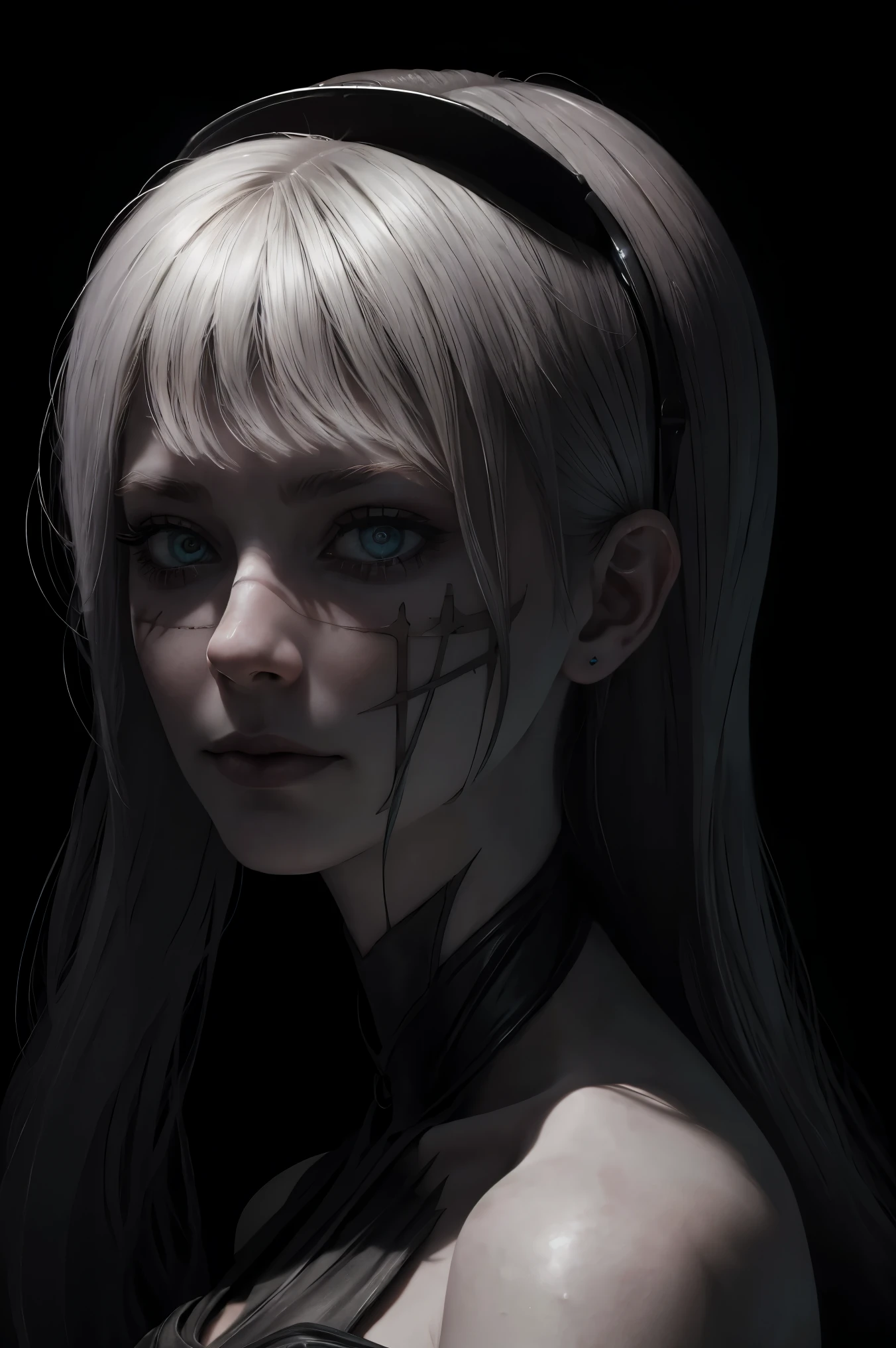 macabre, pale, perfect, beautiful, The abandoned summoner, Sith eyes, Hidden Utopia, flawless, Sophie Burrell, of 20 years, Neo Black, subtle motif, .RAW, (The best quality:1.2), ultra detailed, (realist:1.37), Portraits, cinematic lighting, chiaroscuro, Shibori Lighting, by Amy Sol and Jim Henson