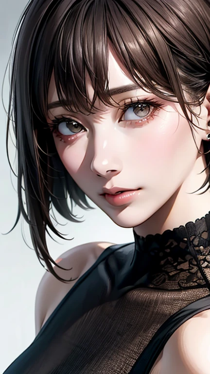 (highest quality、8k、32k、masterpiece)、(Realistic)、(Realistic:1.2)、(High resolution)、Very detailed、Very beautiful face and eyes、1 girl、Round and small face、(Droopy eyes:1.3), Tight waist、Delicate body、(close、highest quality、Attention to detail、Rich skin detail)、(highest quality、8k、Oil paint:1.2)、Very detailed、(Realistic、Realistic:1.37)、Bright colors