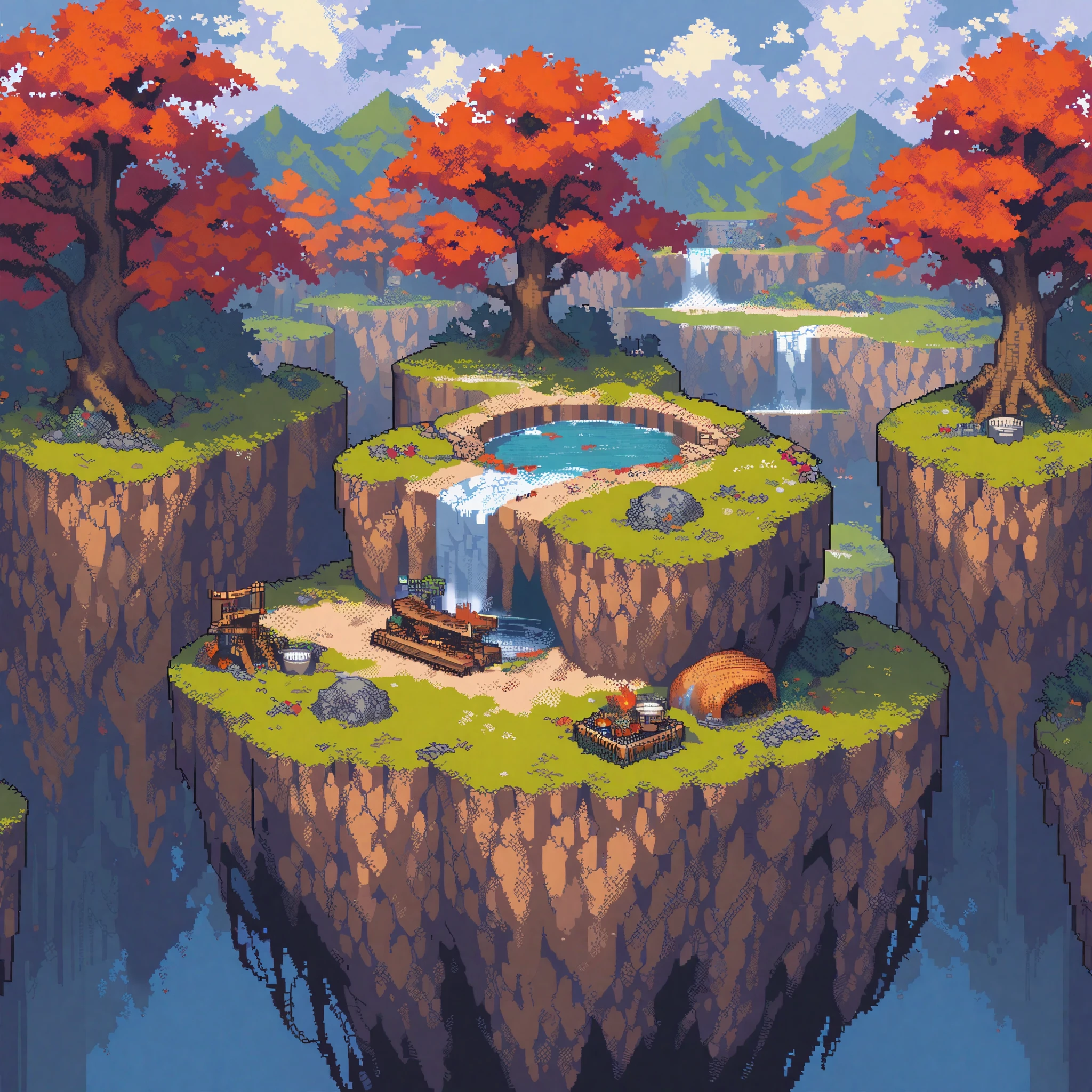 (masterpiece, best quality:1.2), Pixel Art,Land Space，Maple Forest