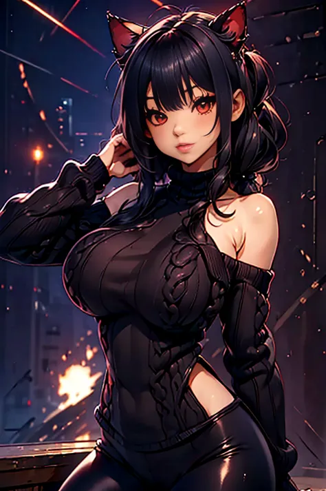 (junkotvv), Optimal，masterpiece，High resolution，highest quality，（Upper body），cute face，，black hair、cat ears、long hair、hair line，...