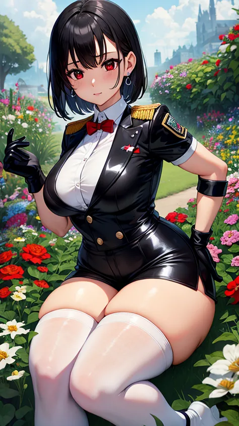 face focus , ((highest quality)), ((tabletop)), perfect face, （((white knee-high socks))) ,   official art,black knee-high socks...