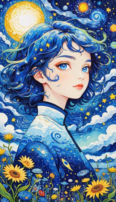 Psychedelic Art。plant、Marine Life、(((Charming eyes，The Third Eye)))、cloud、Starry Sky，Galaxy、Planet、Stitching together an abstrac...