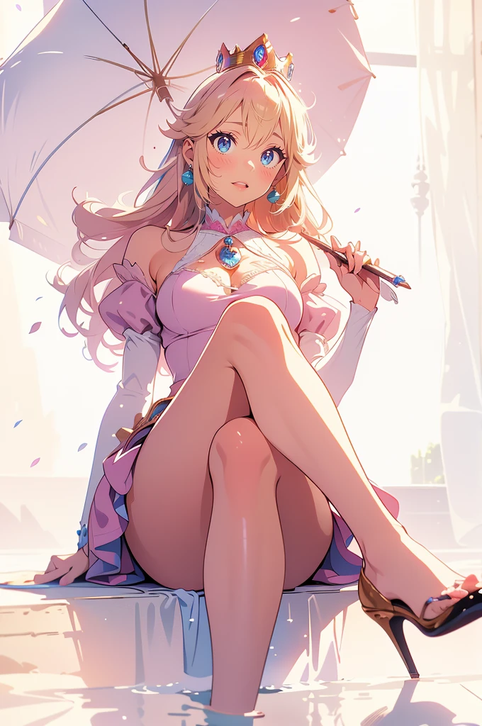 (masterpiece), (best quality), (ultra-detailed), (best illustration), (best shadow), (absurdres), Female, 25 years old, looking at viewer, medium breasts, 1girl, shy, nsfw, orgasm face, climax, Princess Peach