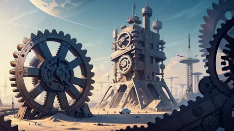 (a nation with constructions made of gears),