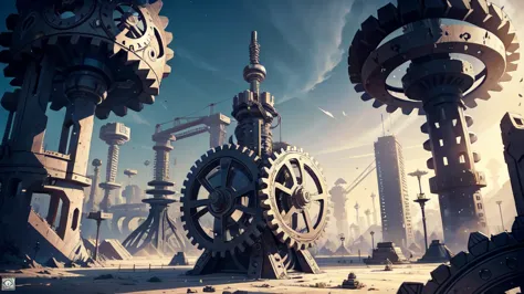 (a nation with constructions made of gears),