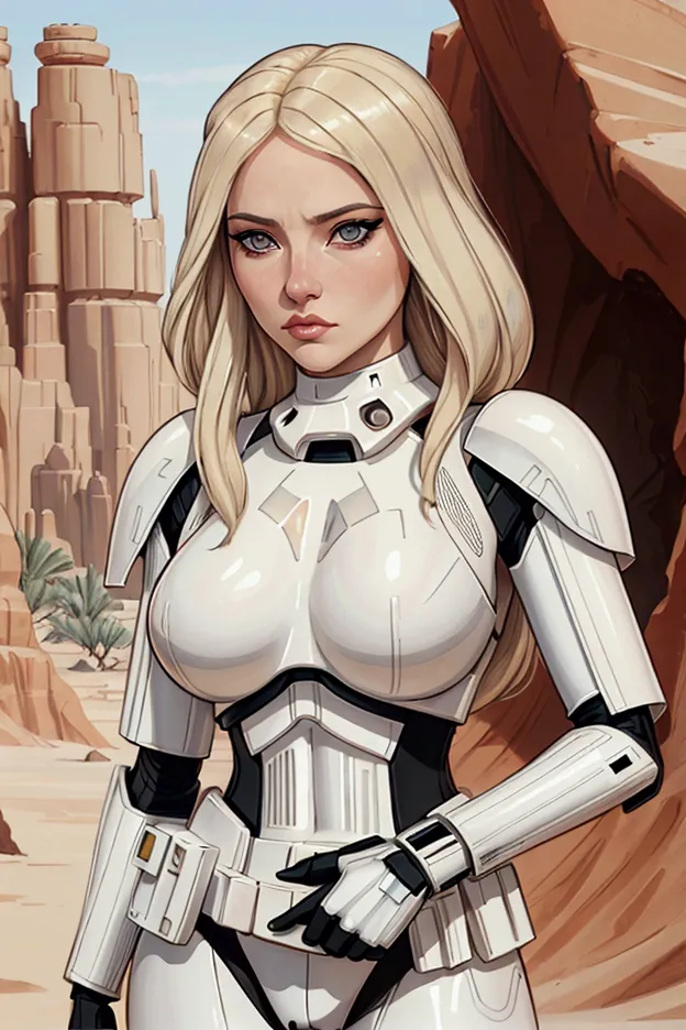 accamary4, accamary4, average shot of a blonde sith woman against the backdrop of the desert., based on concept art by magalie v...