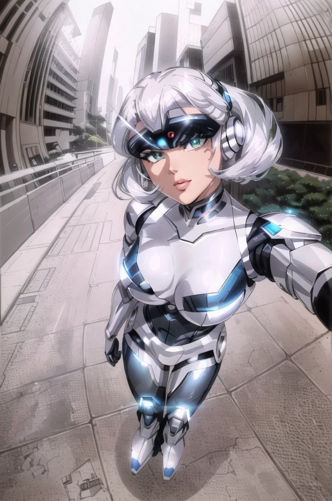 there is a woman in a silver robot suit taking a selfie, cyborg - girl with silver hair, cyborg - girl, cyborg girl, perfect anime cyborg woman, cute cyborg girl, barbie cyborg, Perfect android girl, beautiful white cyborg girl, robot girl, Like a retro futuristic heroine, Posing in Neo - Tokyo Futuristic, linda cyborg girl, anime cyborg