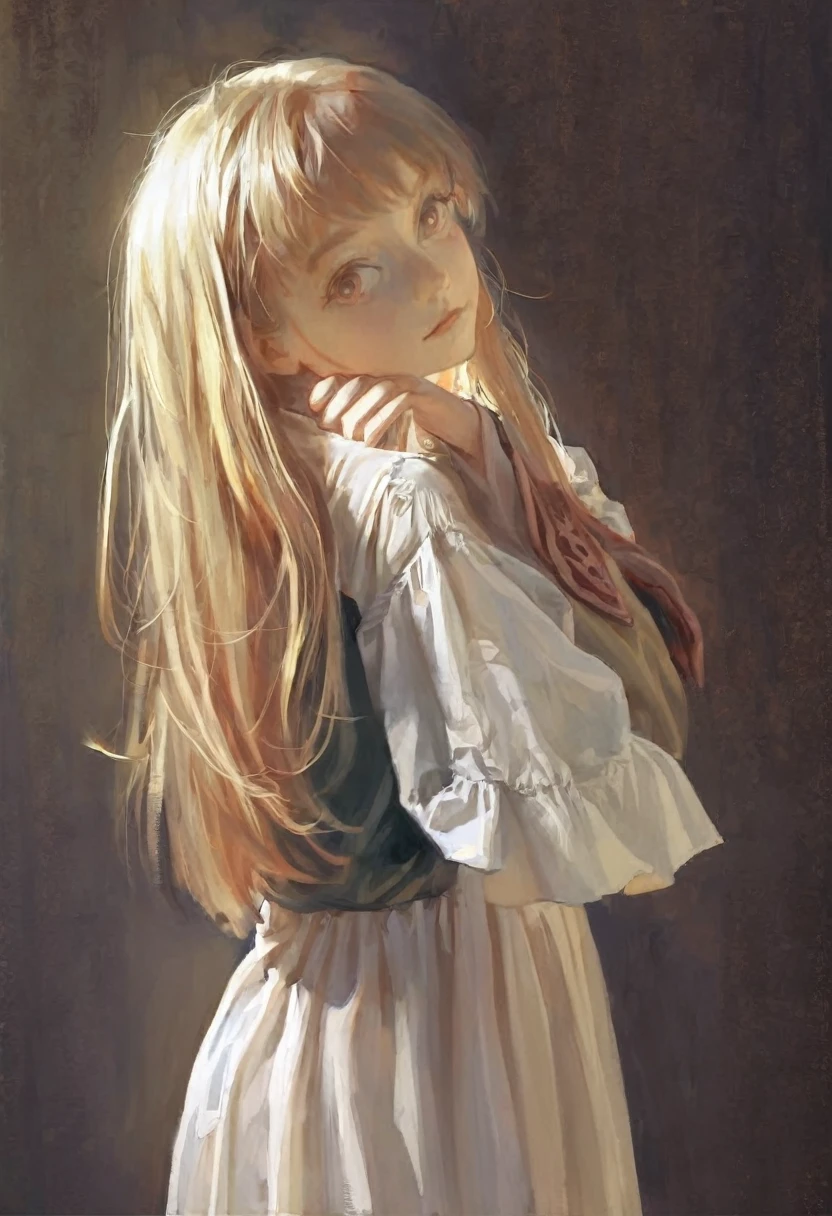 score_9, score_8_up, score_7_up, score_6_up, score_5_up, score_4_up, art of fkey, A girl standing, hyperrealistic anime painting, anime painting,  loose long hair, black background, dramatic diagonal lighting, painterly, realistic painting, soft feature, detailed clothes, detailed, Rembrandt lighting, artwork of upper body, ultradetailed painting, soft facial features, rounded face
