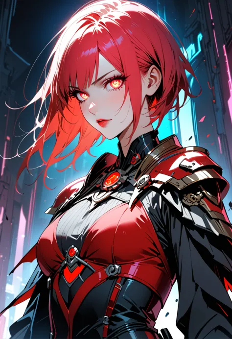 a portrait of mecha female vampire in a dark gothic cyberpunk church, an exotic exquisite beautiful mecha female vampire, dynami...