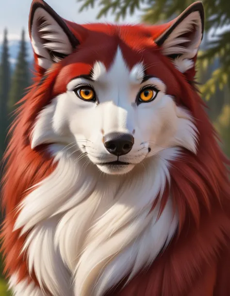 jenna\(balto\), amber eyes, red fur, realistic,