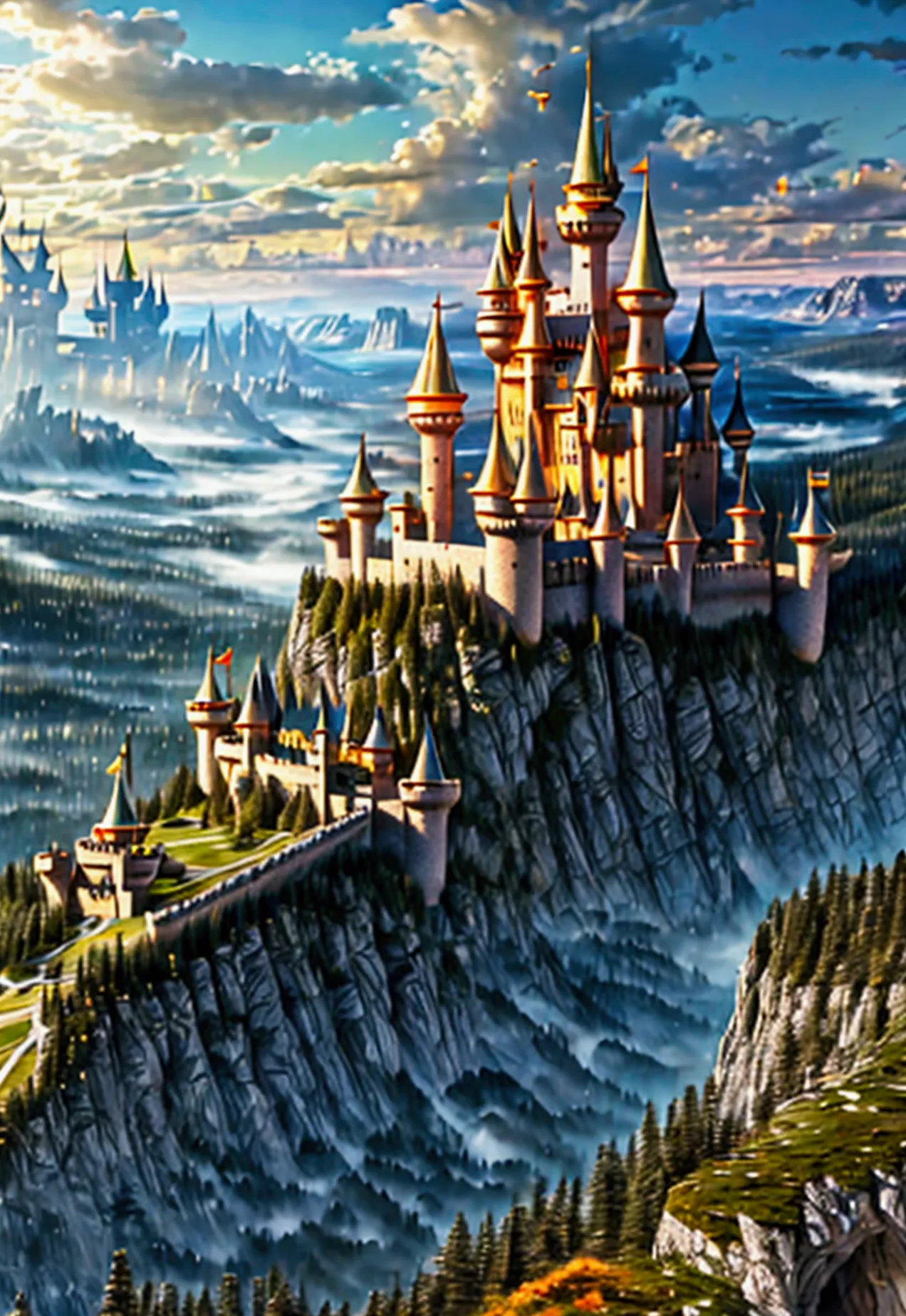 kingdom, castle, mountain