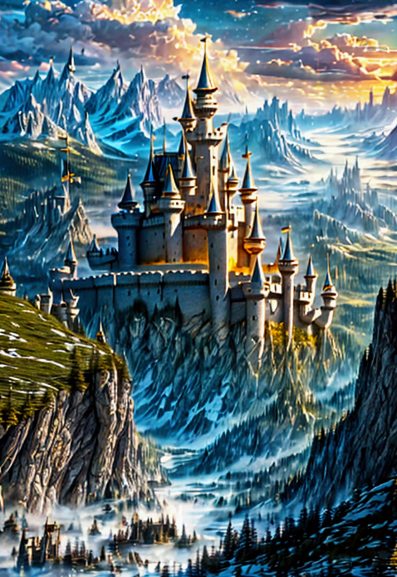 kingdom, castle, Mountain