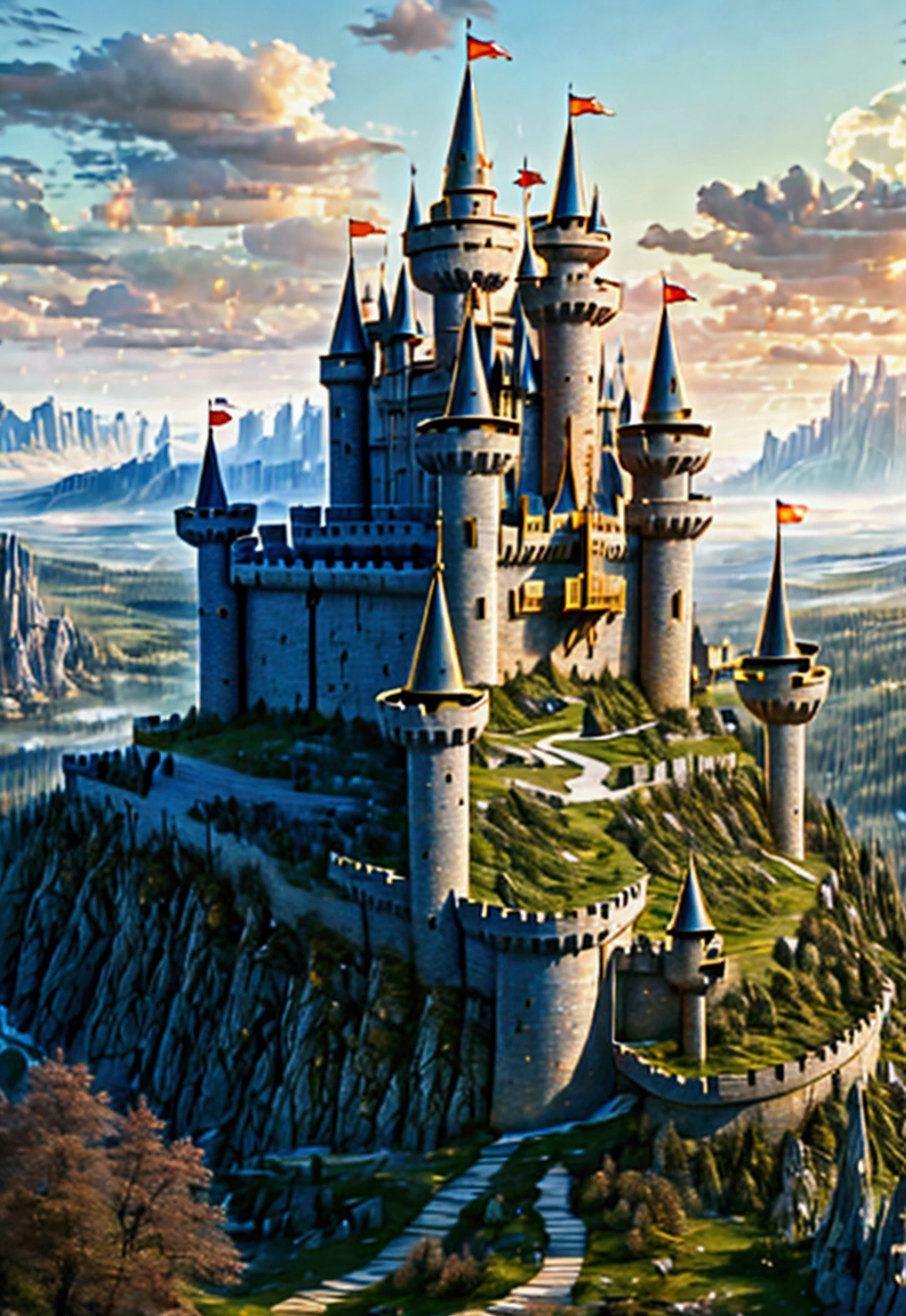 kingdom, castle, Mountain