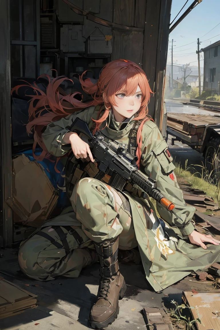 Anime girl riding an armored car, girls frontline style, from girls frontline, Fine details. girls' frontline, girls' frontline, girls frontline cg, infantry girl, Women's Last Tour, soldier girl, M4 Sopmod II Girls Frontline, anime maid ss military, girls frontline universe, Mechanized soldier girl, Majora、lieutenant colonel、Girls Moon、Start of battle！(highest quality, 8k, Realistic photos:1.2), Realistic skin texture, Beautiful Japanese women serving in the US military, In a rubble-strewn building, get attacked, Resist and try to escape, Collapsing Wall, Assault rifle, Bulletproof vest, Backpack, boots, Covered in scars, A look of determination, Dynamic pose, Innovative Configuration, Dust in the air  (​masterpiece, top-quality, Official art:1.2)Look at viewericro bikini, tiger and girl, Tiger painting}A flash of light runs, Colorful water levitation(2D:1.5), official art, unity 8k wallpaper, ultra detailed, beautiful and aesthetic, masterpiece, best quality, chinese style, (zentangle, mandala, tangle, entangle), ecstasy of flower, 1girl, extremely detailed, dynamic angle, cowboyshot, the most beautiful form of chaos, elegant, a brutalist designed, vivid colours, romanticism, by james jean, roby dwi antono, ross tran, francis bacon, michal mraz, adrian ghenie, petra cortright, gerhard richter, takato yamamoto, ashley wood, atmospheric