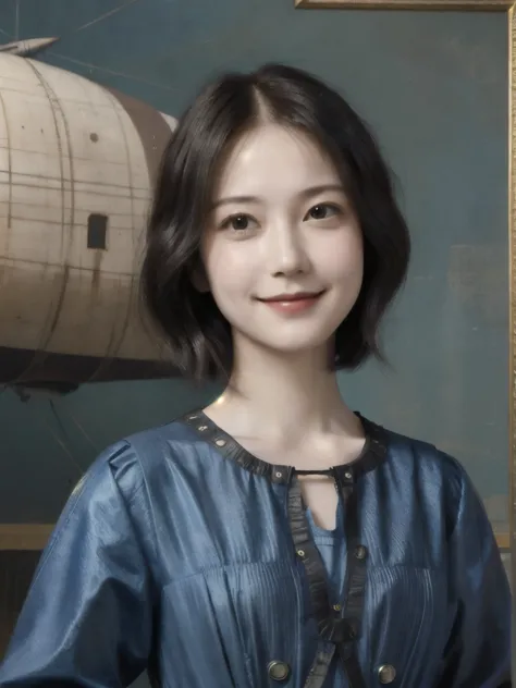 263 20-year-old female,(short hair 46),(chest:1.5),old-fashioned smile,(paintings by leonardo da vinci),(airship,blueprint)