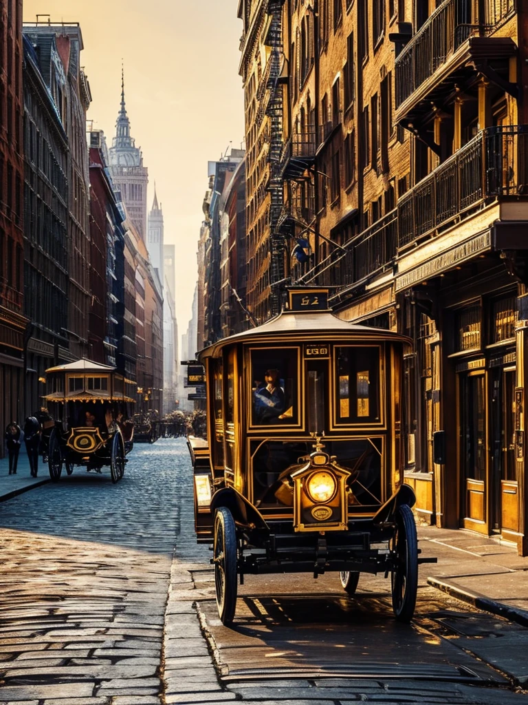 a beautiful city in new york in the year 1900, urban cityscape, early 20th century, detailed architecture, vintage aesthetic, warm lighting, golden hour, antique cars, horse-drawn carriages, cobblestone streets, intricate details, high quality, photorealistic, 8k, masterpiece, cinematic, dramatic lighting, vibrant colors, nostalgic, historical, old-fashioned, cinematic, highly detailed, realistic, hyperrealistic, ultra-detailed, vivid colors, stunning, magnificent, impressive, awe-inspiring, splendid, majestic, grand, impressive, magnificent, stunning, beautiful, breathtaking