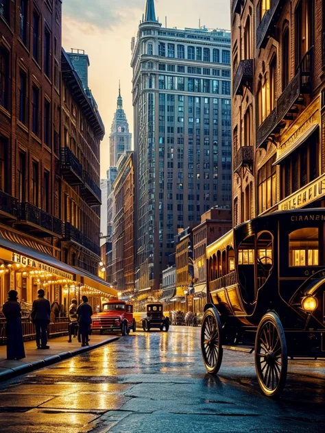 a beautiful city in new york in the year 1900, urban cityscape, early 20th century, detailed architecture, vintage aesthetic, wa...