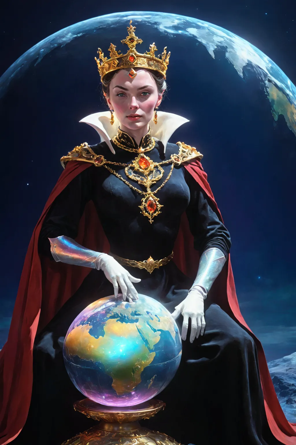 grimhilde,sitting on holographic earth