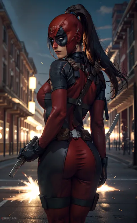 masterpiece, best quality, highres, contrapposto,
BodySuit_lady_deadpool_ownwaifu,
Christina Chong beautiful face, narrowed eyes...