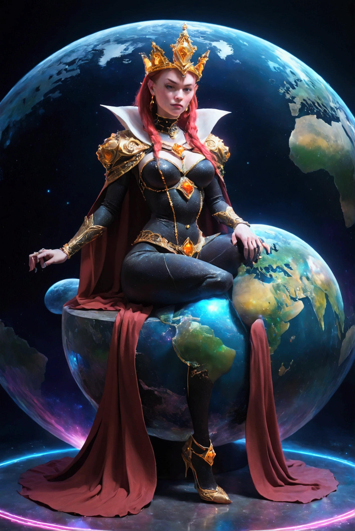 grimhilde,sitting on holographic earth