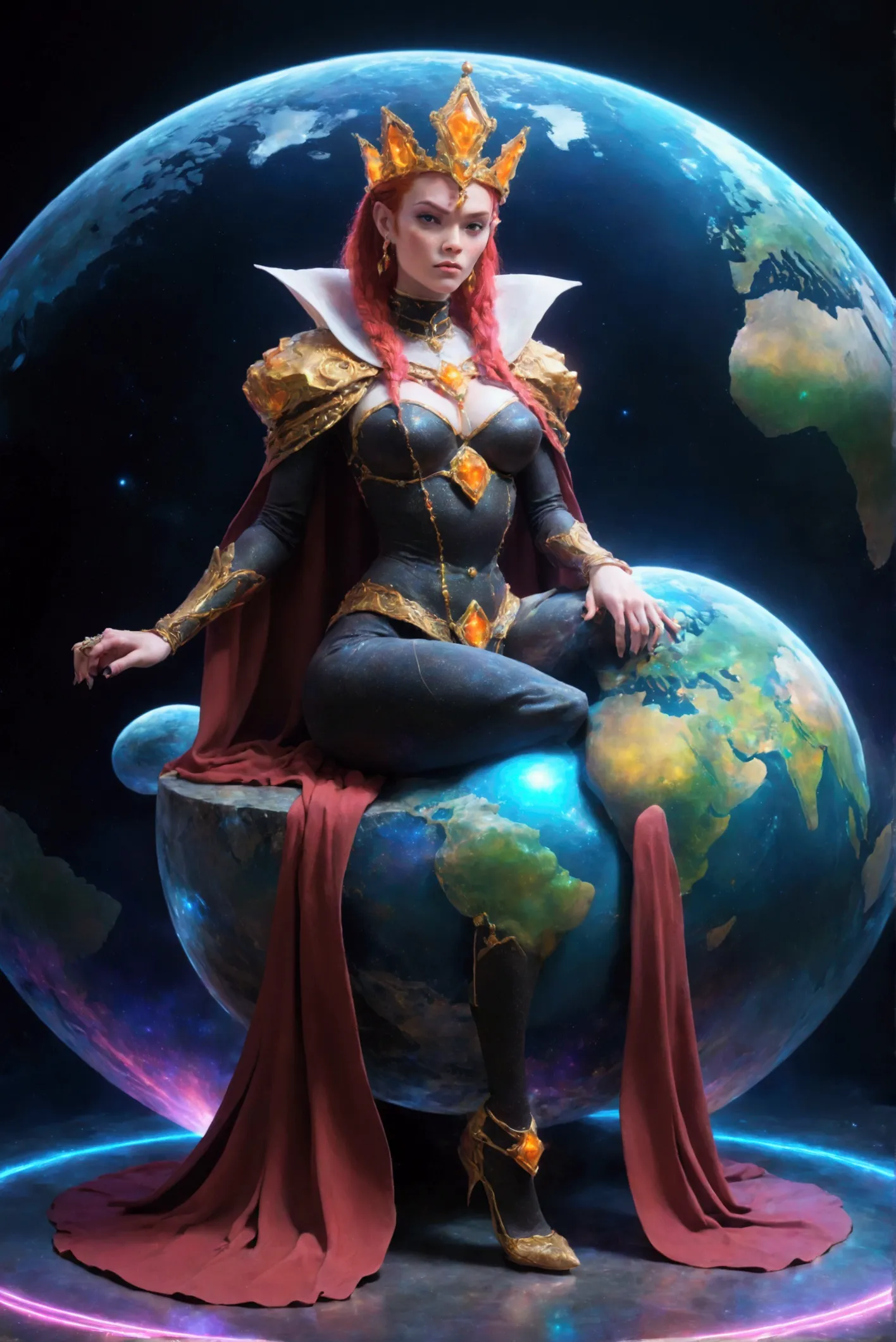 grimhilde,sitting on holographic earth