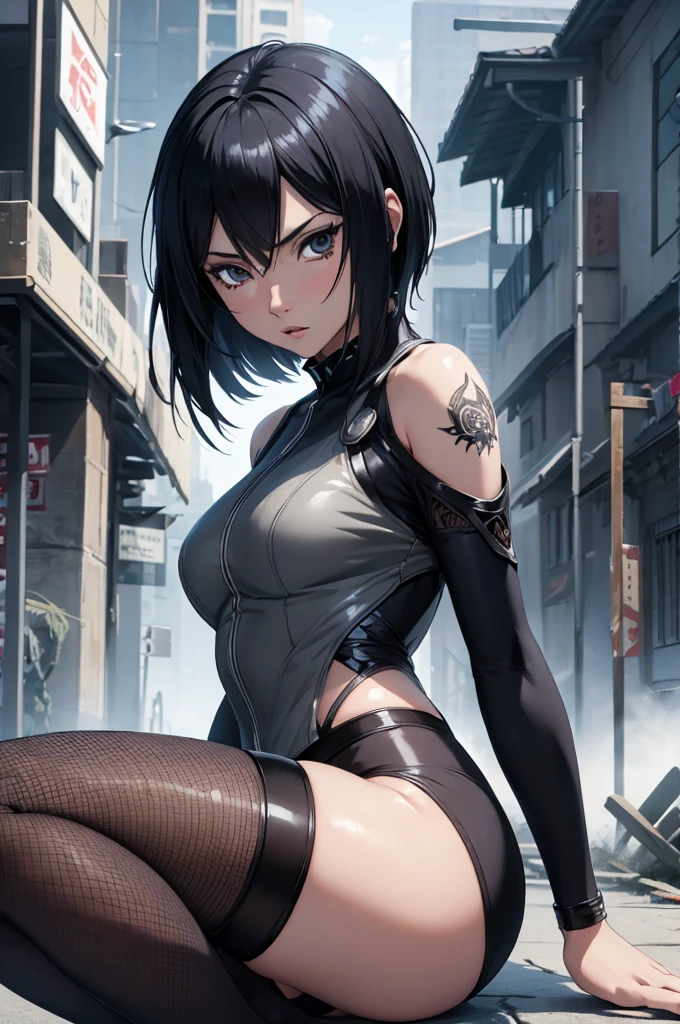 Shizune, m legs  pose pantyhose, sexy, beautiful detailed eyes, beautiful detailed lips, extremely detailed face, long eyelashes, intricate detailed clothing, dynamic pose, photorealistic, 4k, hyper detailed, cinematic lighting, dramatic colors, epic sci-fi, cinematic composition, ass 