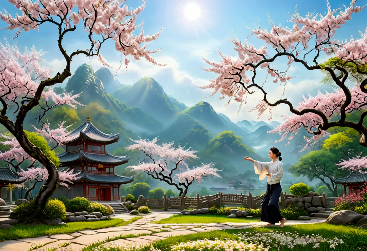 create a world-class masterpiece that intertwines the elegance of tai chi with the simplicity and beauty of everyday life. imagi...