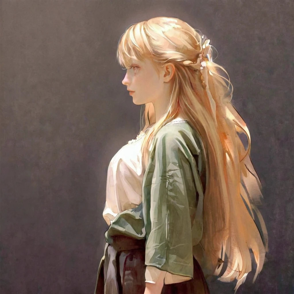 score_9, score_8_up, score_7_up, score_6_up, score_5_up, score_4_up, fkey70, A blonde girl standing, hyperrealistic anime painting, modern clothes, anime painting, loose long hair, black background, dramatic diagonal lighting, painterly, realistic painting, soft feature, detailed clothes, detailed, rembrandt lighting,
