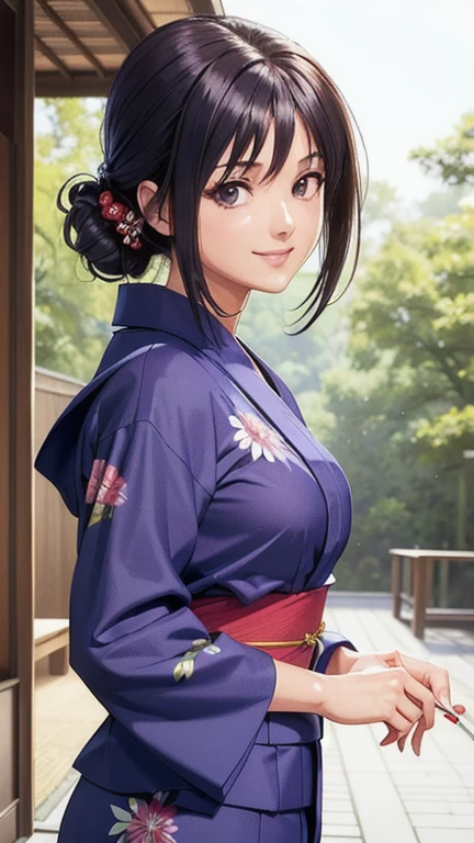 ((masterpiece)),((Ayako Katagiri)),((Katagiri Ayako)),((Mischievous Smile)),Anatomically perfect fingers,(((yukata))),(((Festivals))),(((A moment of summer)))