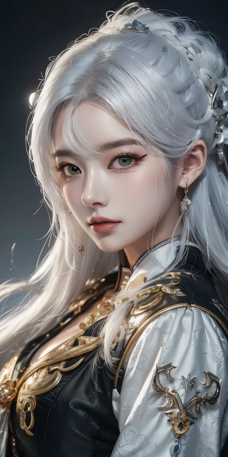 Close-up of a woman with white hair wearing a white mask, beautiful character drawings, Guweizu, artwork in the style of Guweizu, white haired god, by 양J, Epic exquisite character art, cool character art, panchi(Fan Qi) reporter, Woojun Span(Wuzhun Shifan), Guweizu on pixiv artstation