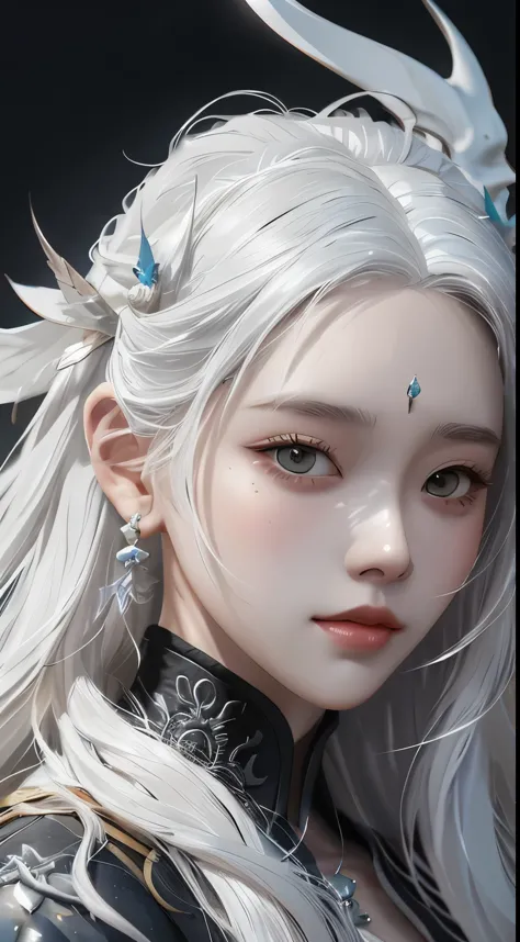 close-up of a woman with white hair wearing a white mask, beautiful character drawings, guweizu, artwork in the style of guweizu...