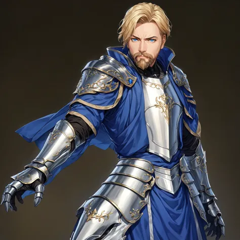 masterpiece, best quality, good quality, highly detailed, shadowverse style, male, adult, facial hair, age 40s, blue eyes, blond...