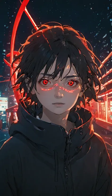 desktop, top quality, 8k, eye, single eye first plane, sharingan, award-winning focus, single, night, neon, red eye, red, eye wi...