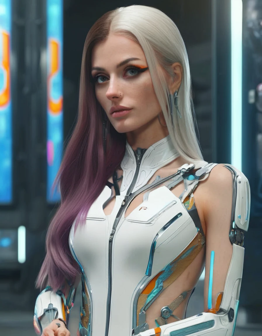 rlystylr woman , high quality, masterpiece, gorgeous, cinematic, dramatic ambient, highly detailed, very cool, futuristic, sharp focus, intricate, vibrant, color,