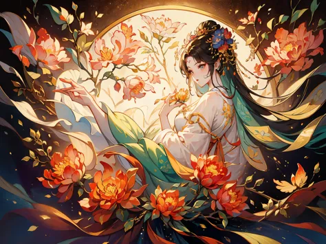 （huang li，high resolution，super detailed），1 sister，solo，very detailed eyes，gardenia elements（official art，beautiful and beautifu...