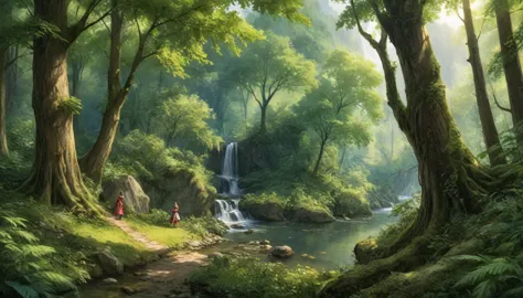 score_9, score_8_up, score_8, style langrisser, source_anime, semi_realistic, a picture of a forest