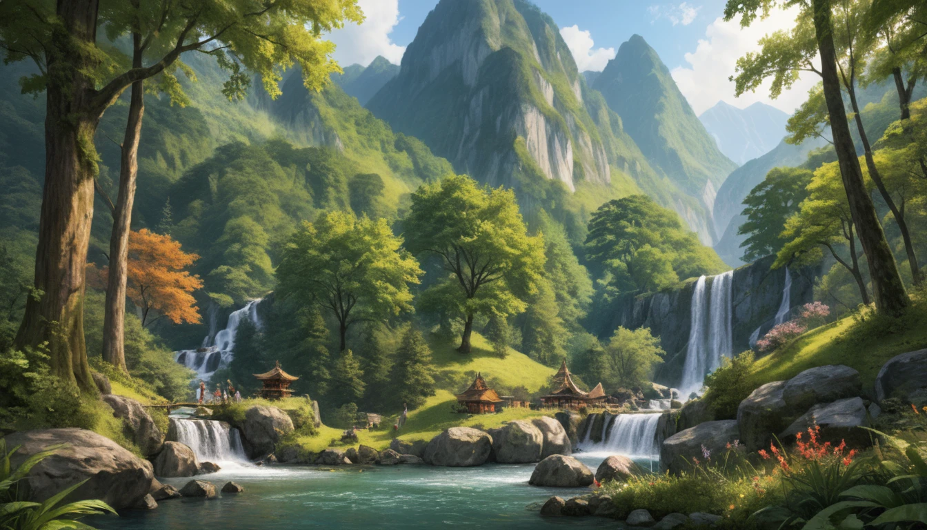 score_9, score_8_up, score_8, style langrisser, source_anime, semi_realistic, a picture of a forest