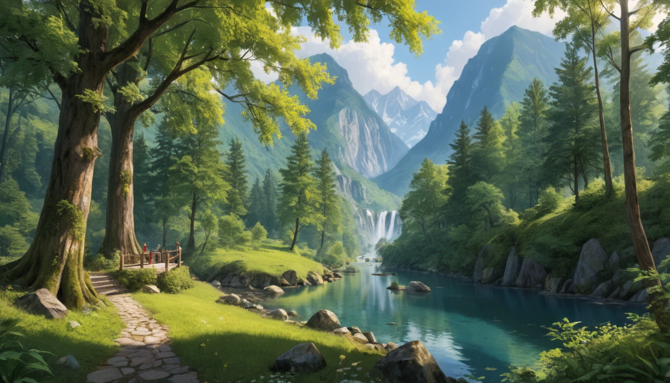 score_9, score_8_up, score_8, style langrisser, source_anime, semi_realistic, a picture of a forest