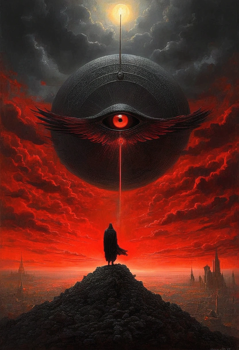 Mythical creatures, author：Zdzislaw Beksiński、Angel、Holy War、Big eye in the sky、Red/Black