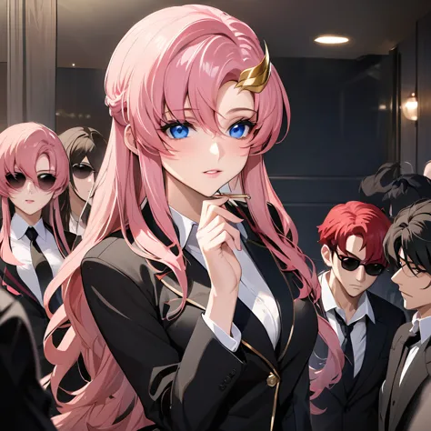 ((highest quality)), ((masterpiece)), (detailed), （perfect face）、the woman is lacus clyne, a villainous mafia woman with blue ey...