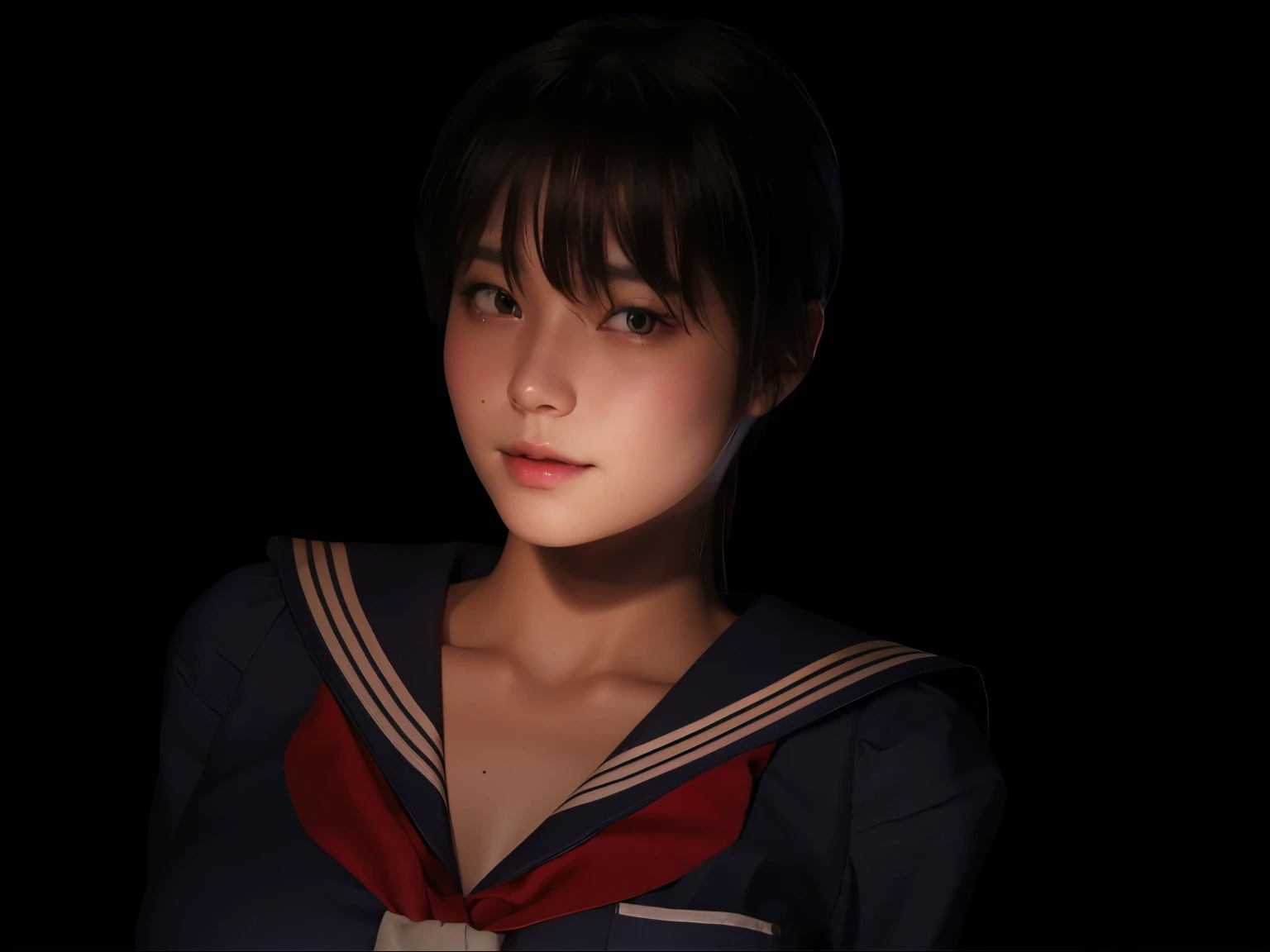 (Detailed CG、Unity、8k wallpaper)、(Very delicate and beautiful)、(masterpiece)、(Highest quality:1.2)、(Ultra-high resolution:1.3)、(Beautiful realistic Asian),Beautiful lighting、Perfect Lightning、Realistic Shadows、Fine skin、Very detailed、Detailed face and eyes、Realistic eyes、Sharp pupils、Huge , In the classroom、School、sunset、Beautiful Face、Blurred Background、(Japanese women)、Glowing Skin、Side Up、Beautiful black hair、Blunt bangs、Japan High School Sailor Uniform、Pleated mini skirt、A kind smile, ((Tabletop, Highest quality)), (Glowing Skin), Cinema Lighting, Physically Based Rendering, Award-winning, Very detailedな肌, Very detailedな顔, Beautiful eyes in every detail, Carl Zeiss 85mm F/1.4, (Cowgirl:1.3), (cumin , Chest and thighs), she&#39;Very cute 16 years old , (Brown Hair, Straight Long Hair, Open your eyes, Round face), Big cleavage, (Sailor blouse, I pulled up my pleated skirt myself:1.3), Watching from afar, (Spread your legs, Focus on the thighs),art、