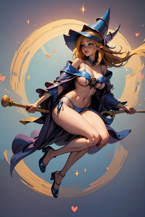 (masterpiece:1.2), (the best quality:1.2), perfect lighting, dark magician girl casting a spell, floating in the air, big tits, ...