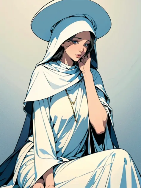 one girl, mature woman, masterpiece, spouse, goddess,white witch hat,sitting