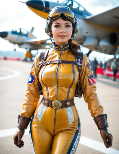 score_9, score_8_top, score_7_top, score_6_top, score_5_top, score_4_top, stunning steampunk female fighter pilot, wearing a hig...