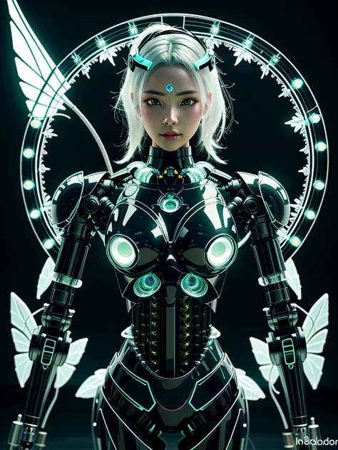 noser robot, complex 3d render very detailed of a beautiful death angel, biomechanical glass-skinned cyborg, analog, 150 mm lens...