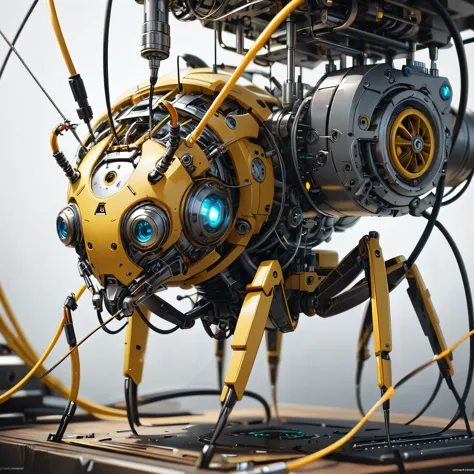 mechanical creatures, Ant, precision instruments, machines, machine parts, LED eyes, wire cables, (ultra detailed, absolutely resolution, best quality:1.3), 2.5D, delicate and dynamic, artistic photography, hyper realistic, graphic CG digital art