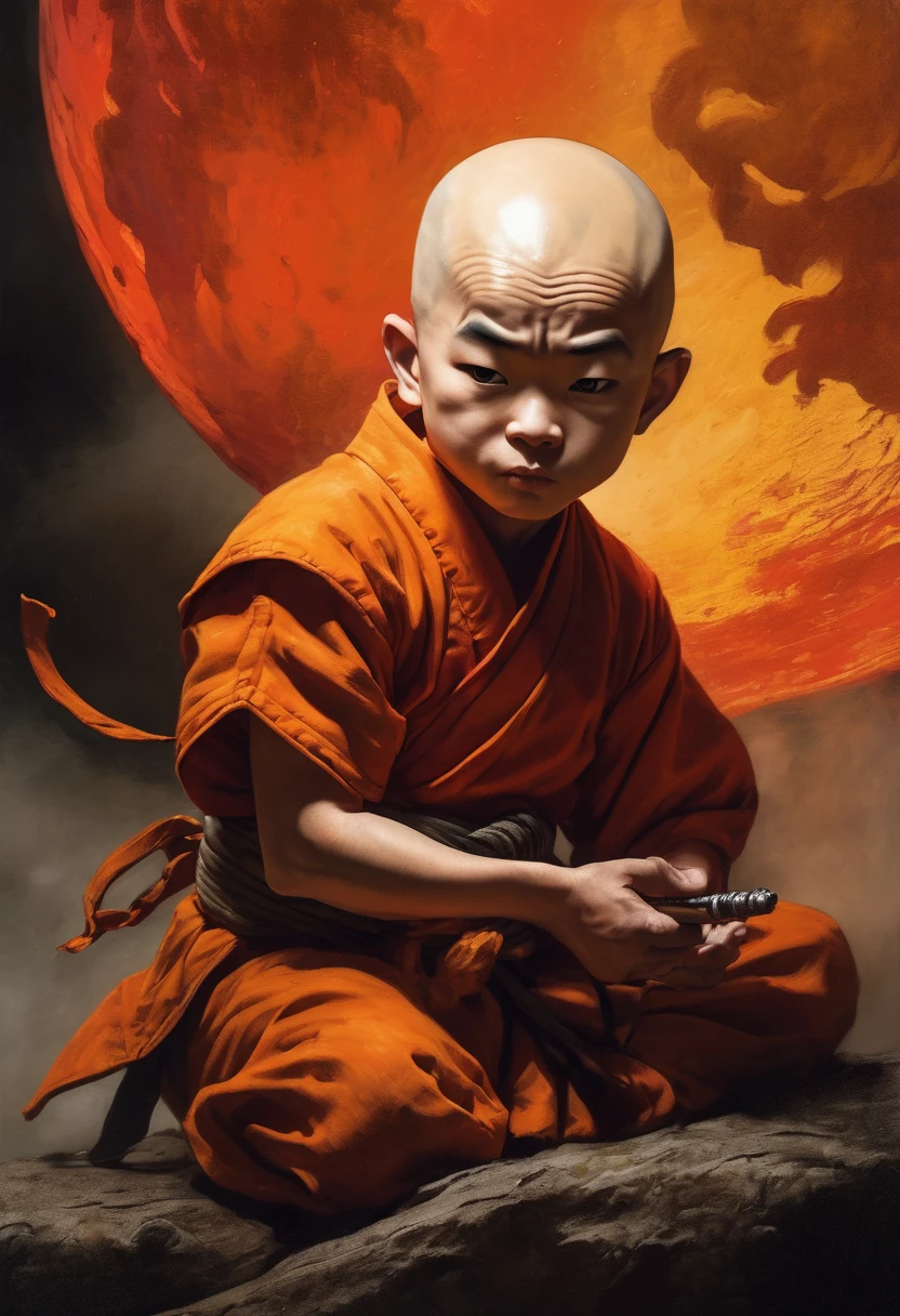 Petit moine Shaolin Krilin de Dragon Ball. à la manière de Stephen Gammell, Frank Frazetta. Ashley Wood est un chef-d&#39;œuvre. Meilleure qualité. Belle peinture impressionniste cinématographique, fond écarlate foncé, Chimiluminescence. (Dragon Ball Anime (Kurilin) ​​arrière-plan de conte de fées) (minimalisme:1), détails originaux. anatomie corporelle idéale.
composition parfaite, Rendu Octane incroyablement détaillé, tendance art station, Photographie d’art 8K, art conceptuel photoréaliste, Volume Naturel Programmé, lumière parfaite cinématographique, clair-obscur, photographie primée, chef-d&#39;œuvre, huile sur toile, raphaël, Caravage, Greg Rutkowski, bip, Beksinski,
giger, Ultra HD, réaliste, couleurs vives, Détails élevés, euh image, stylo et encre, composition parfaite, Complexe Magnifiquement Détaillé