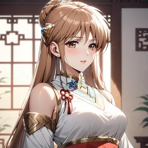 ((highest quality)), ((masterpiece)), (detailed), （perfect face）、the woman is princess leona, an ordinary chinese woman with med...